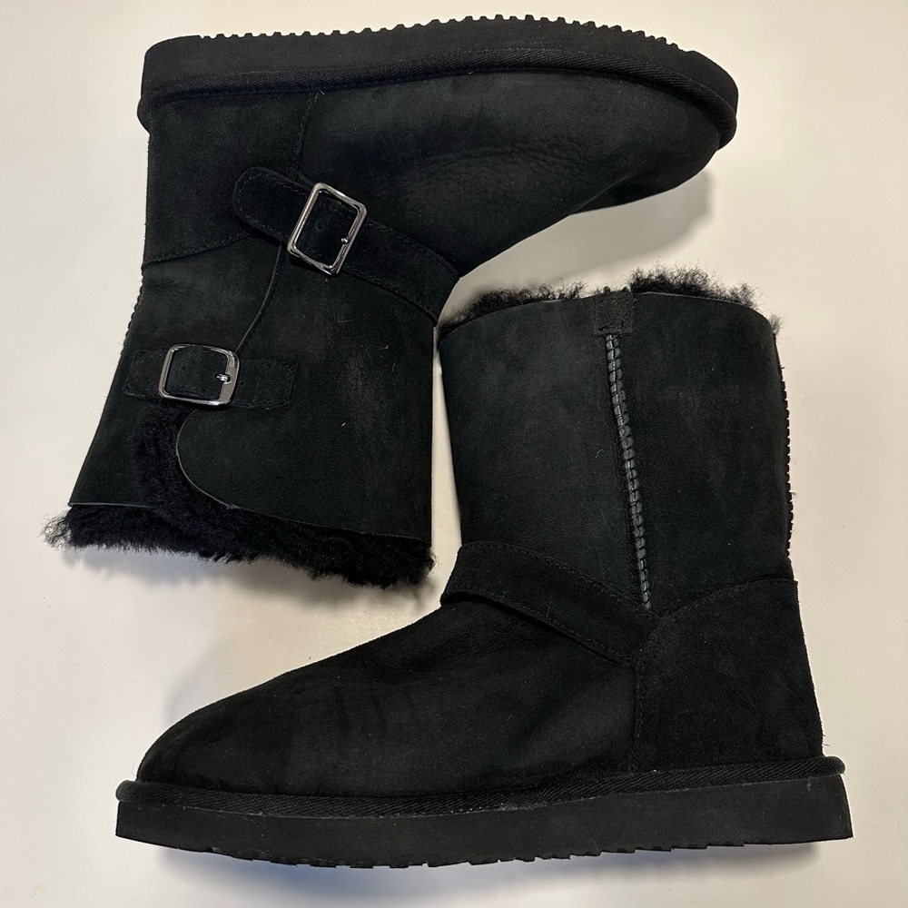 Black Faux Fur Lined Winter Boots Size 7
